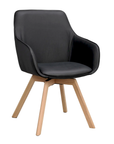 Polsterstuhl Lida mit Armlehne, Leder schwarz