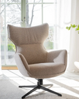 Sessel mit Fußhocker, beige