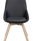 Polsterstuhl Lida, Leder schwarz | Eiche hell