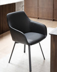 Polsterstuhl Lida mit Armlehne, Leder schwarz