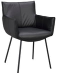 Polsterstuhl Echtleder mit Armlehne, schwarz