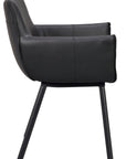 Polsterstuhl Echtleder mit Armlehne, schwarz