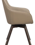 Polsterstuhl Lida mit Armlehne, Leder beige | Eiche braun