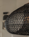 Hängelampe Rattan, schwarz