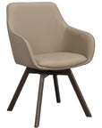 Polsterstuhl Lida mit Armlehne, Leder beige | Eiche braun