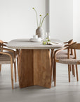 Massivholztisch Teak Nova Travertin