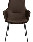 Polsterstuhl Echo Echtleder mit Armlehne, dunkelbraun