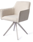 Drehstuhl mit Armlehne Edelstahl, hellbeige