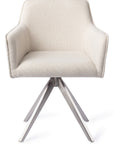Drehstuhl mit Armlehne Edelstahl, hellbeige