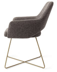 Polsterstuhl Yanai Crossgestell Gold, dunkelgrau