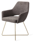 Polsterstuhl Yanai Crossgestell Gold, dunkelgrau