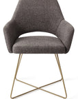 Polsterstuhl Yanai Crossgestell Gold, dunkelgrau