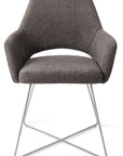 Polsterstuhl Yanai Crossgestell Edelstahl, dunkelgrau