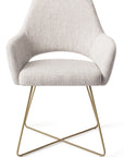 Polsterstuhl Yanai Crossgestell Gold, hellgrau