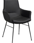 Polsterstuhl Echo Echtleder mit Armlehne, schwarz