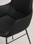 Polsterstuhl Echo Echtleder mit Armlehne, schwarz