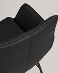 Polsterstuhl Echo Echtleder mit Armlehne, schwarz