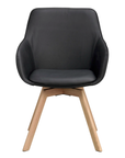 Polsterstuhl Lida mit Armlehne, Leder schwarz