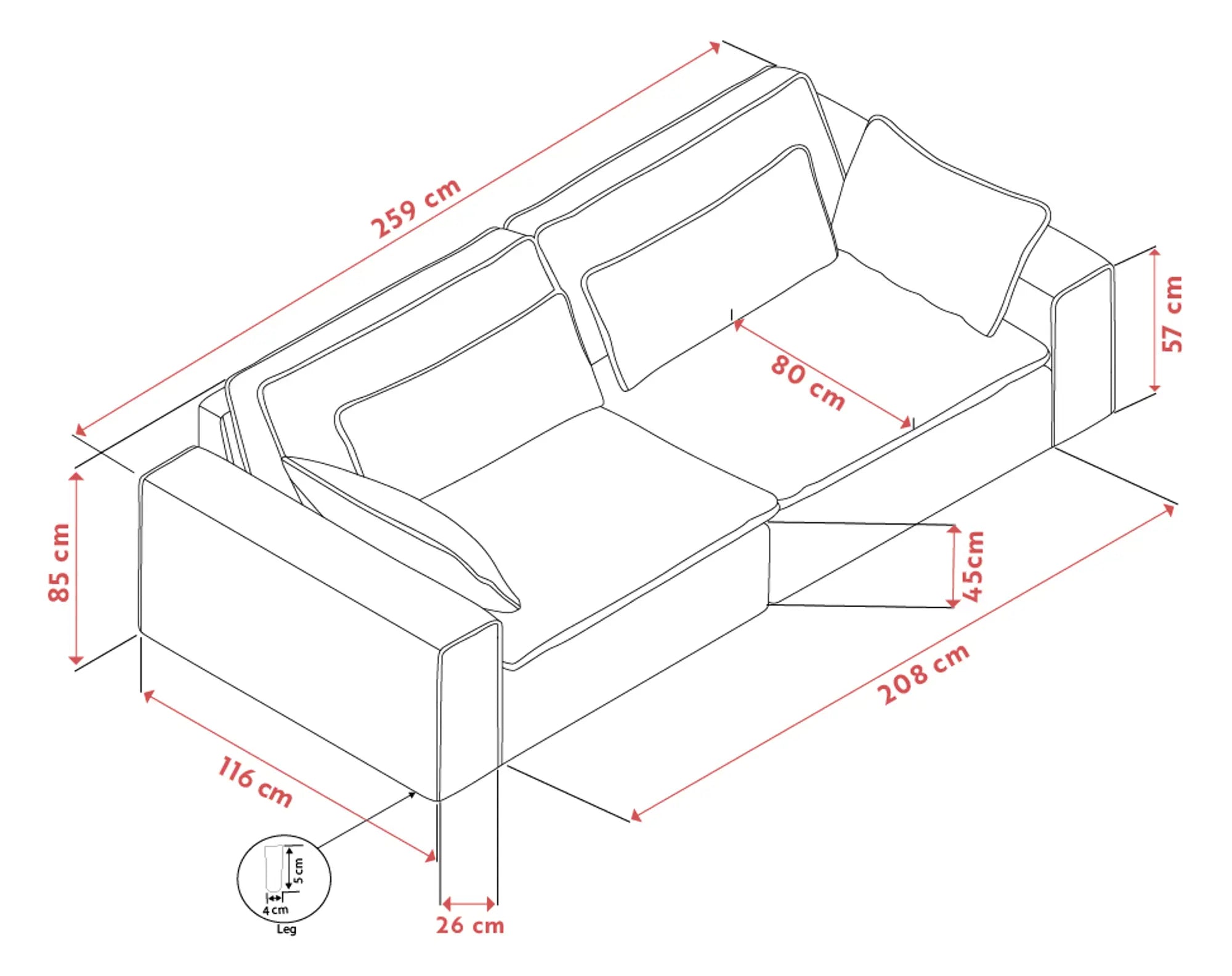 Lounge Sofa Cord 3-Sitzer, grün