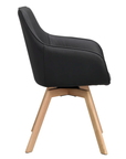 Polsterstuhl Lida mit Armlehne, Leder schwarz
