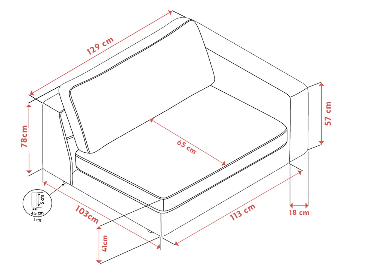 Loungesofa Modul Ecke rechts, hellbeige