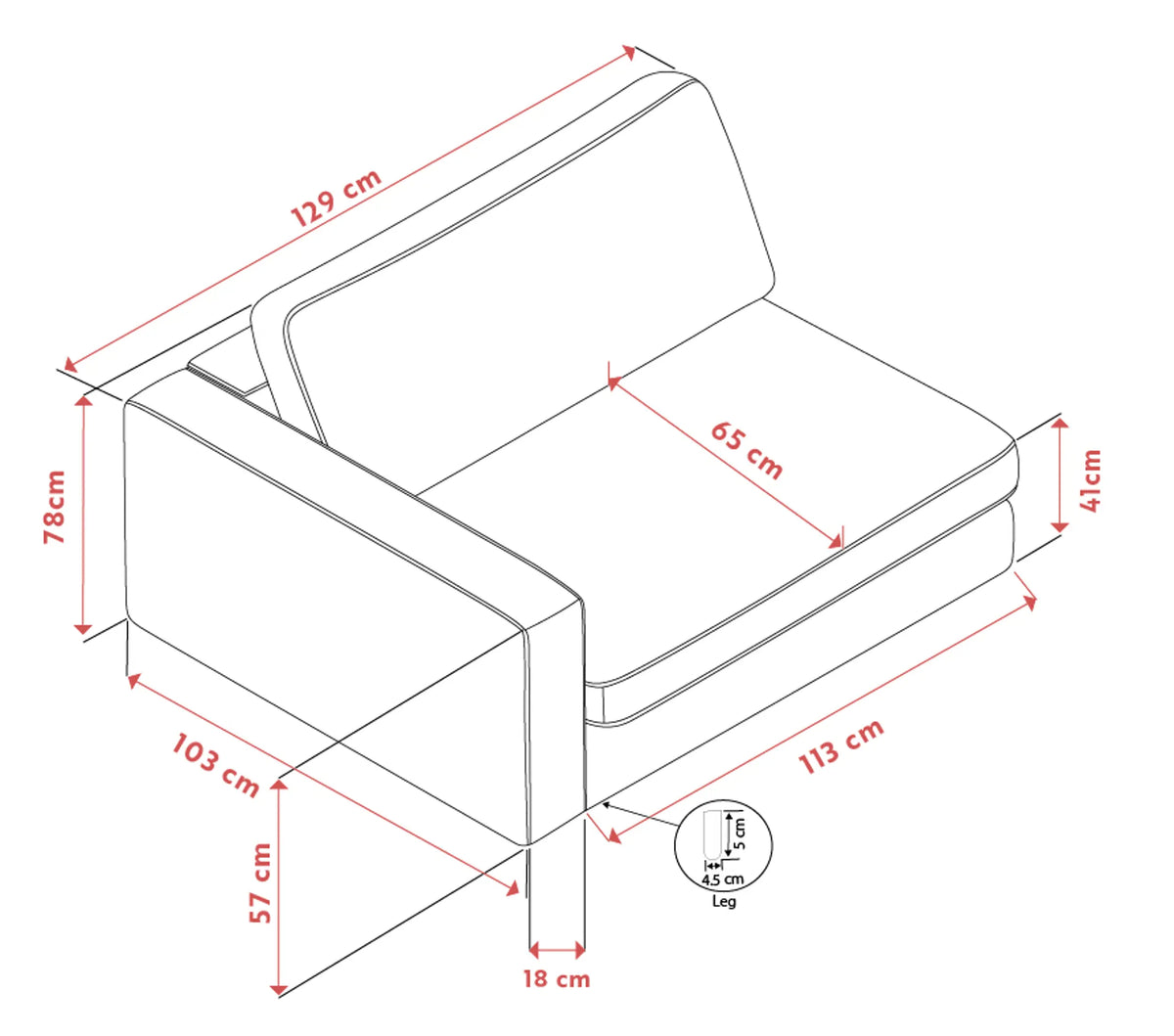 Loungesofa Modul Ecke links, hellbeige