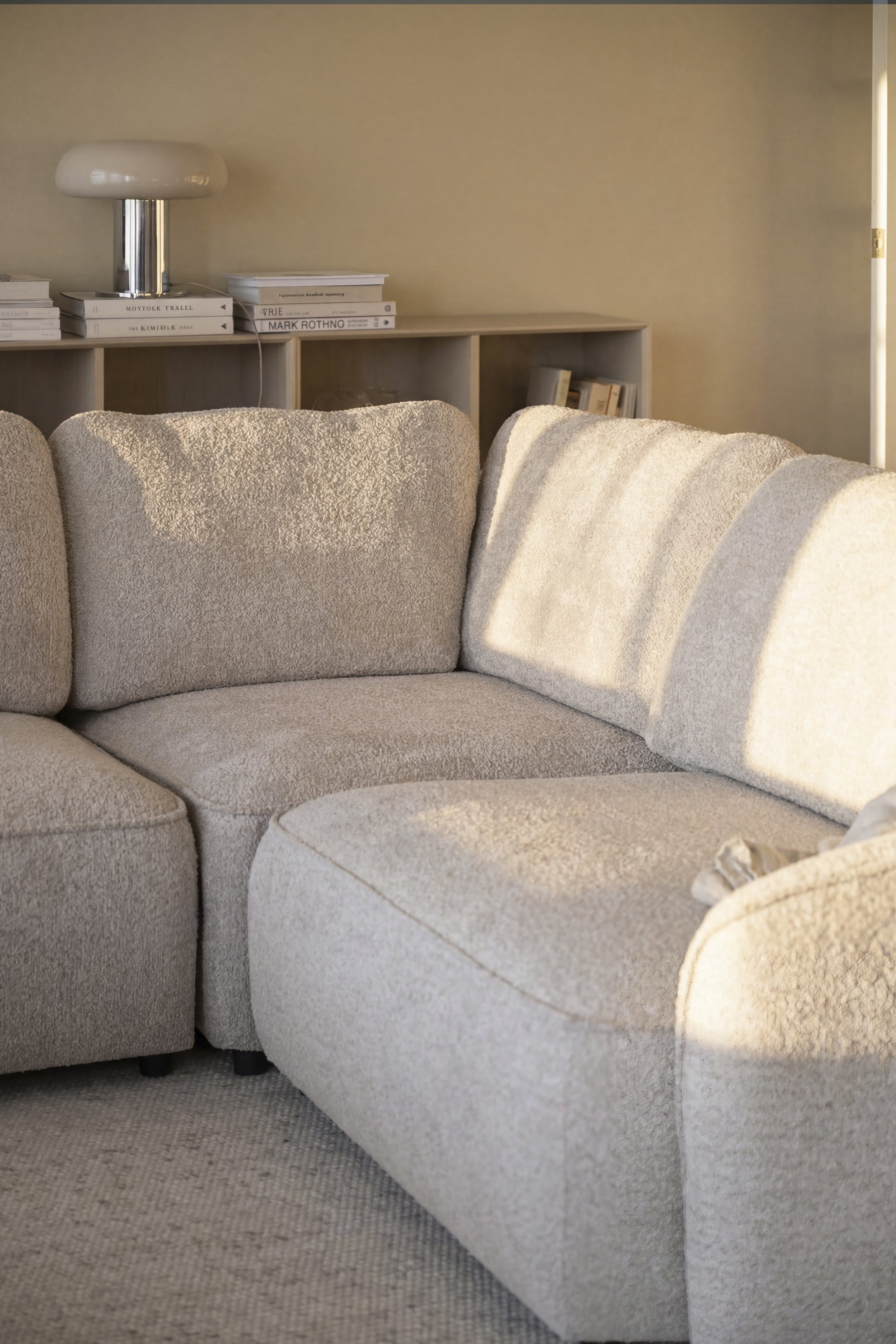 Lounge mit Chaiselongue links Boucle L400cm , beige