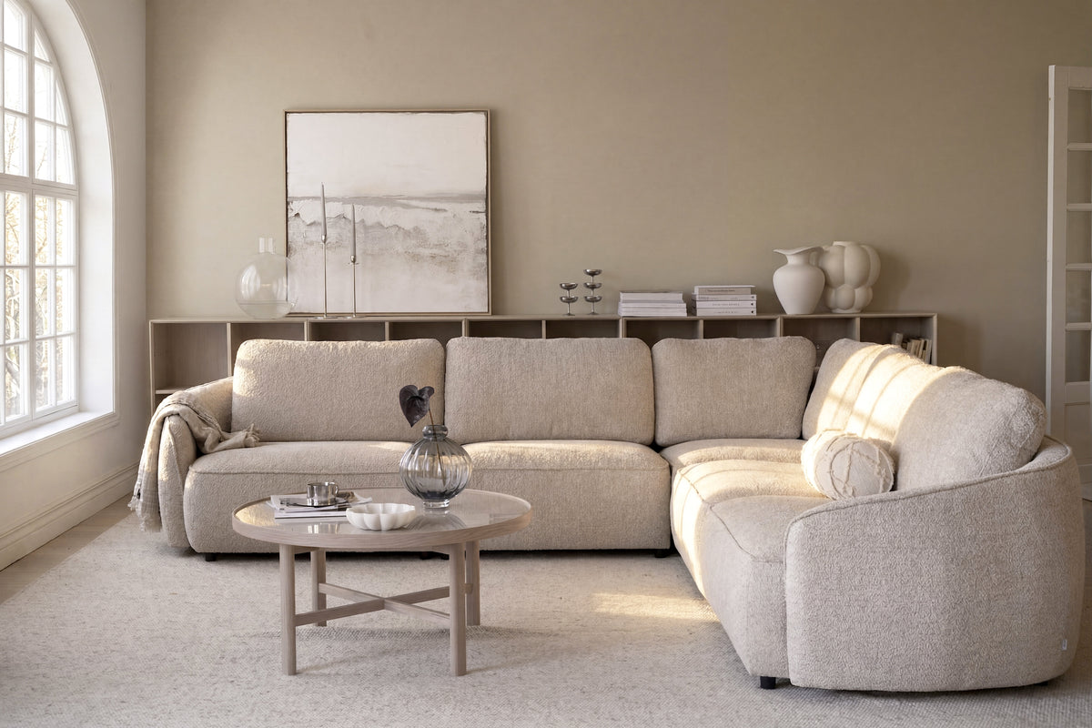 Große Ecklounge Boucle, beige