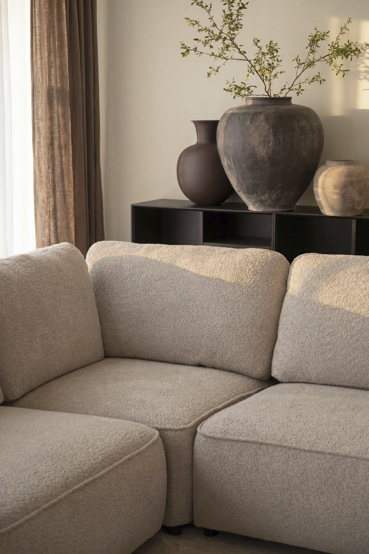Große Ecklounge Boucle, beige