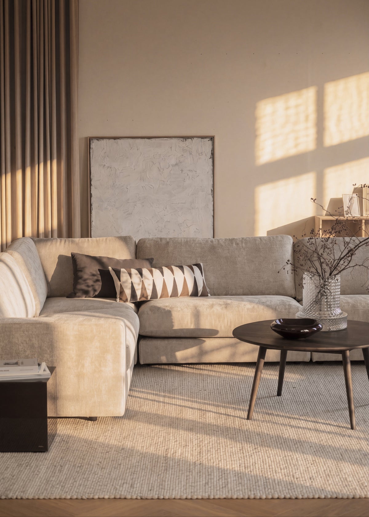 Loungesofa Modul Ecke links, hellbeige