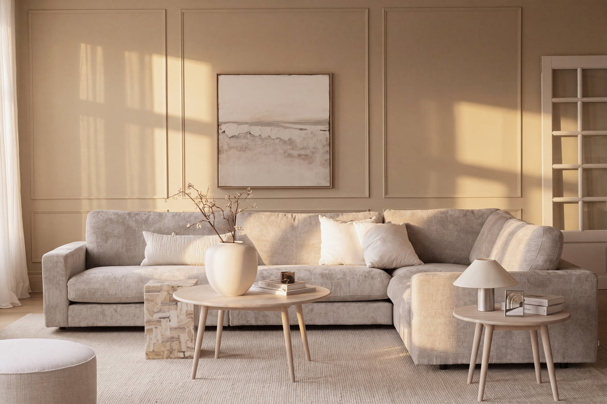 Loungesofa Modul Ecke links, hellbeige