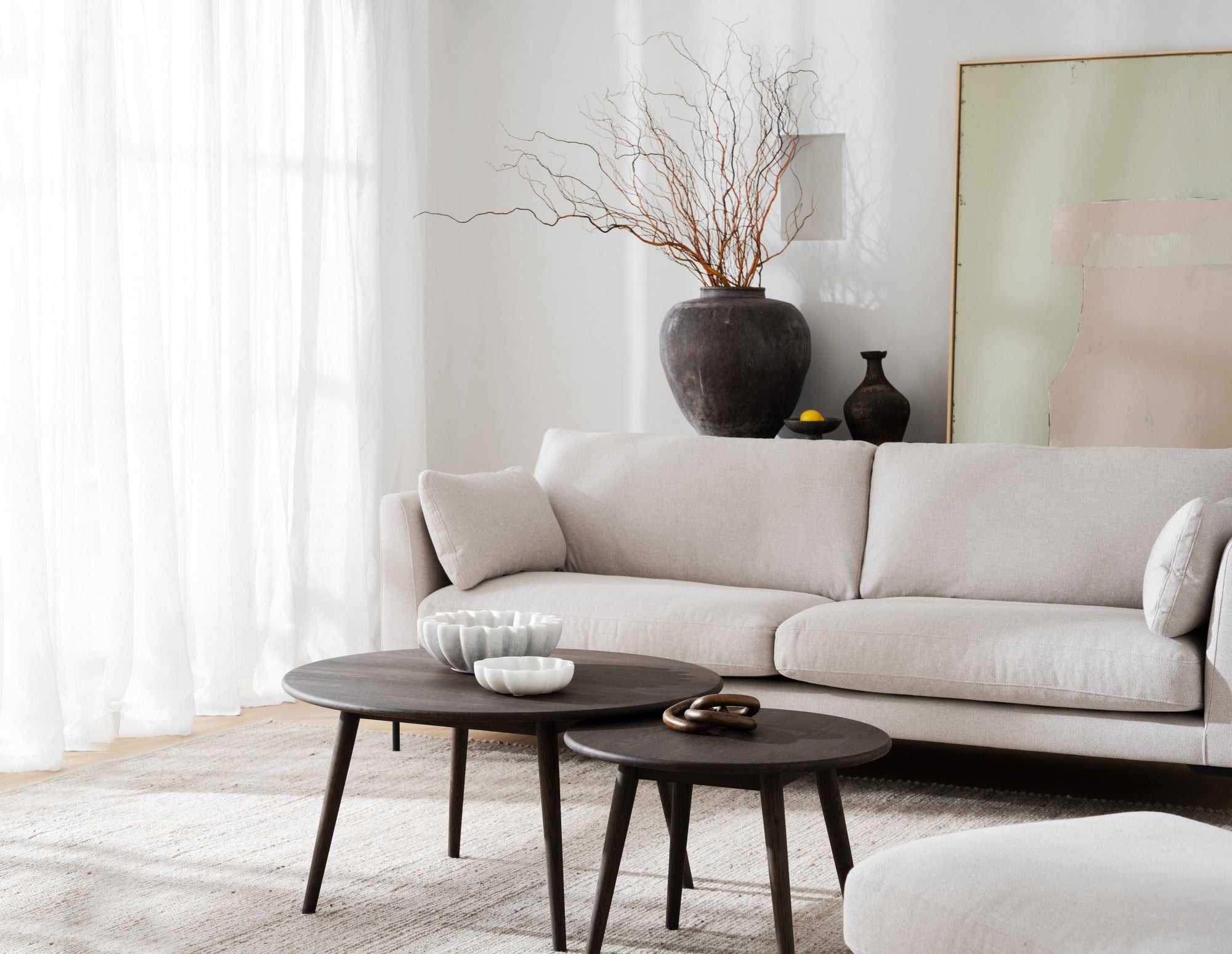 Lounge Sofa Corwin 3-Sitzer, hell-beige
