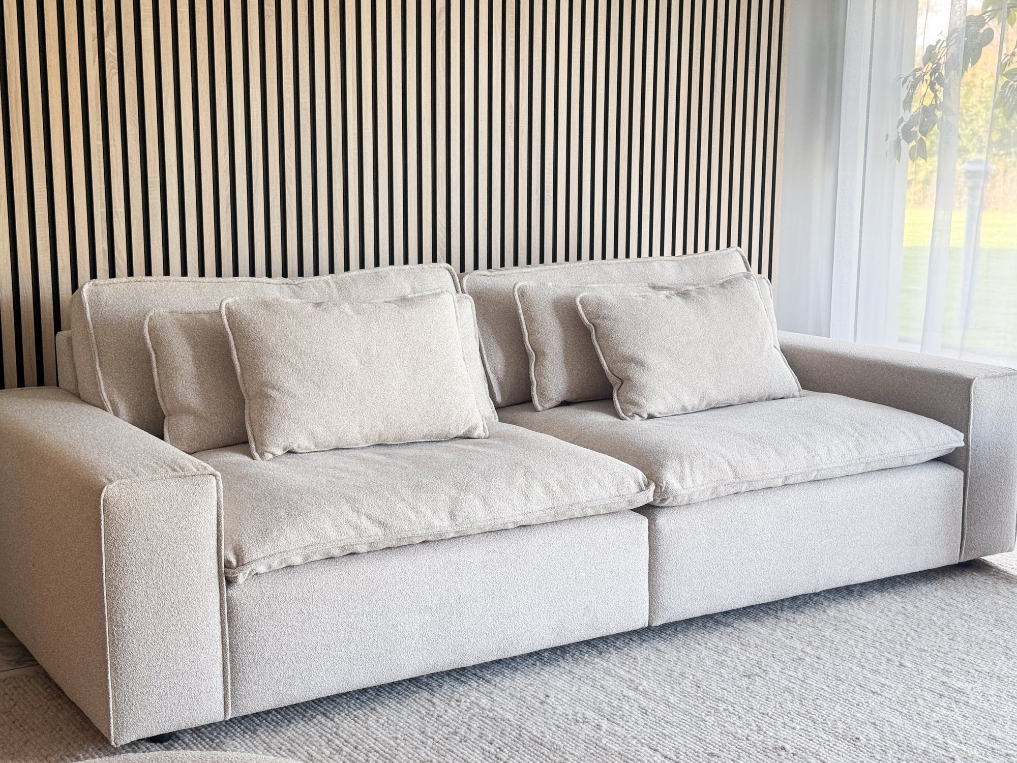Lounge Sofa Boucle 3-Sitzer, hellbeige