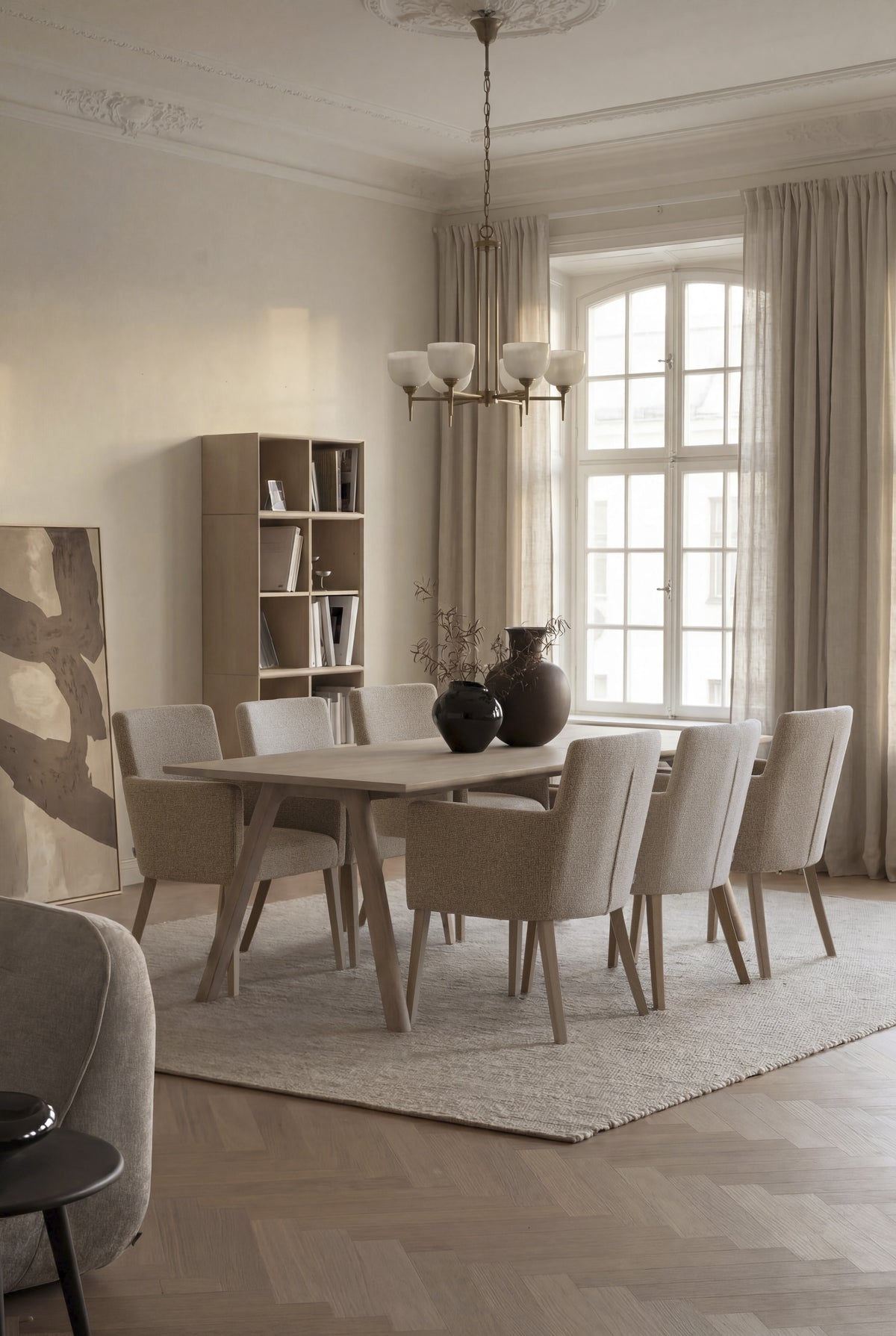 Polsterstuhl Hudson beige, Eiche hell