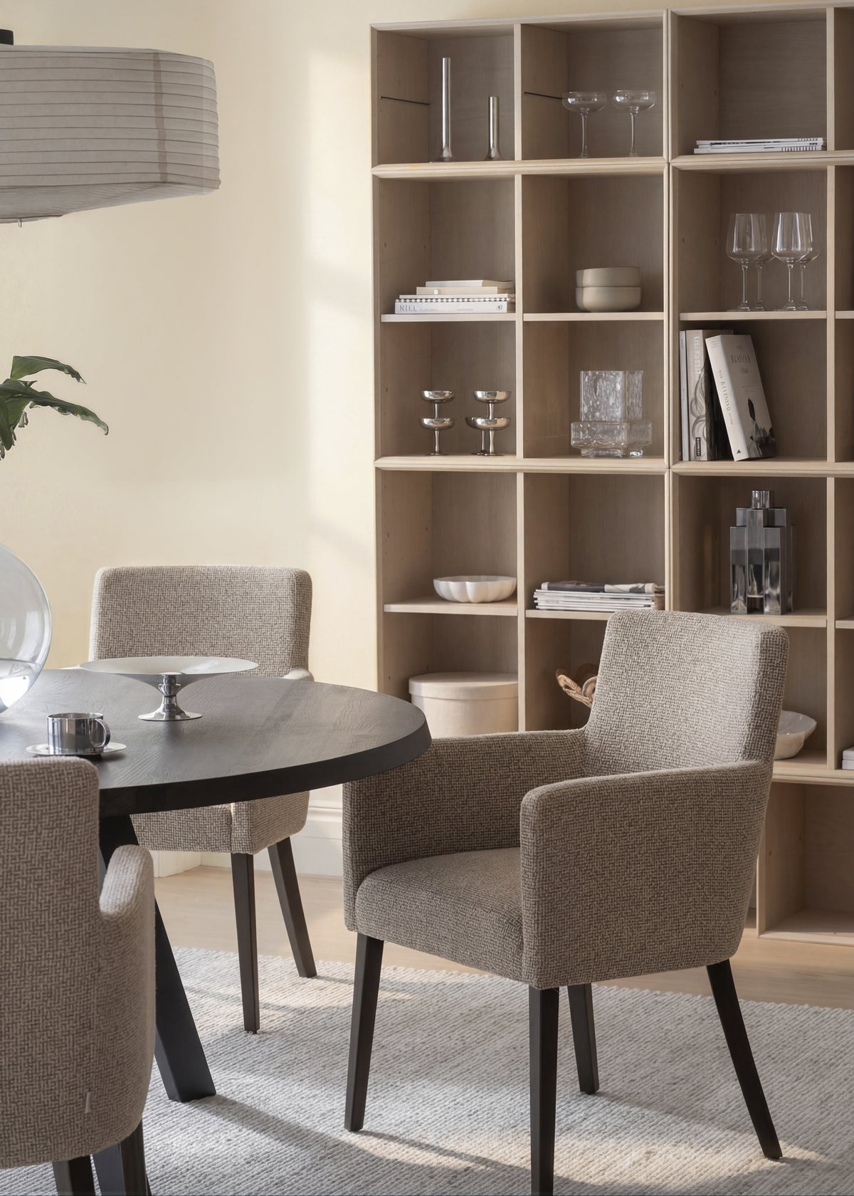 Polsterstuhl Hudson beige, Eiche braun