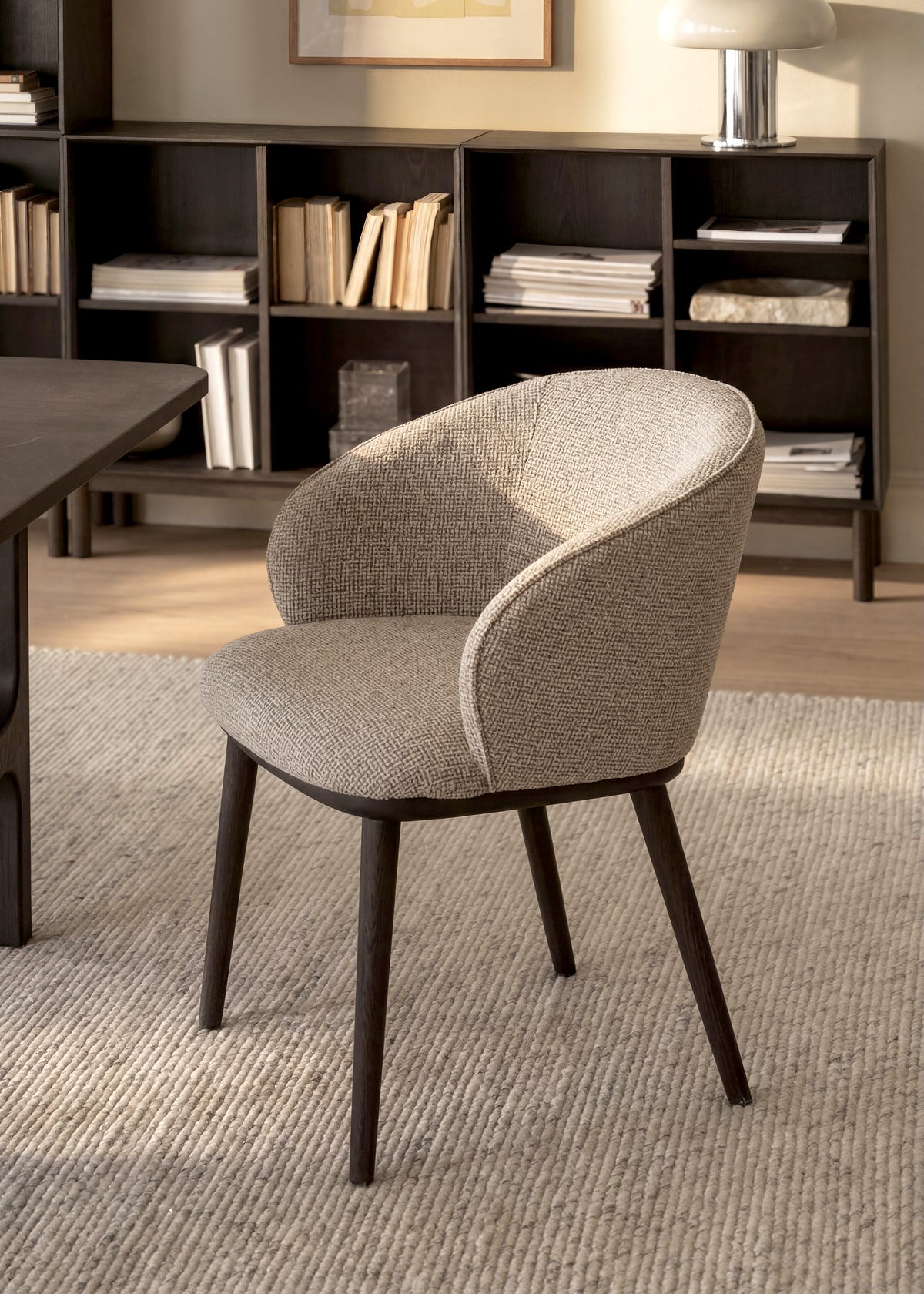 Polsterstuhl June beige, Eiche braun