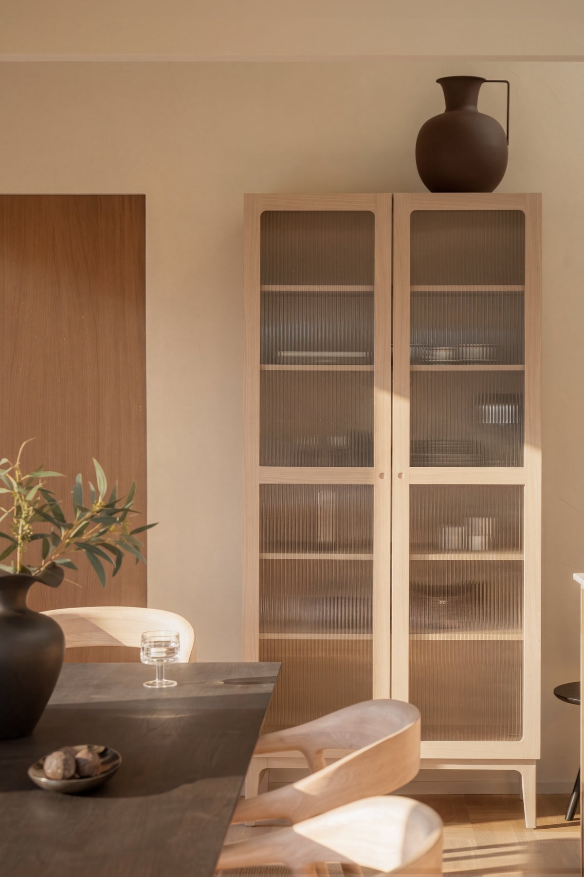 Vitrinenschrank H200cm, Eiche hell
