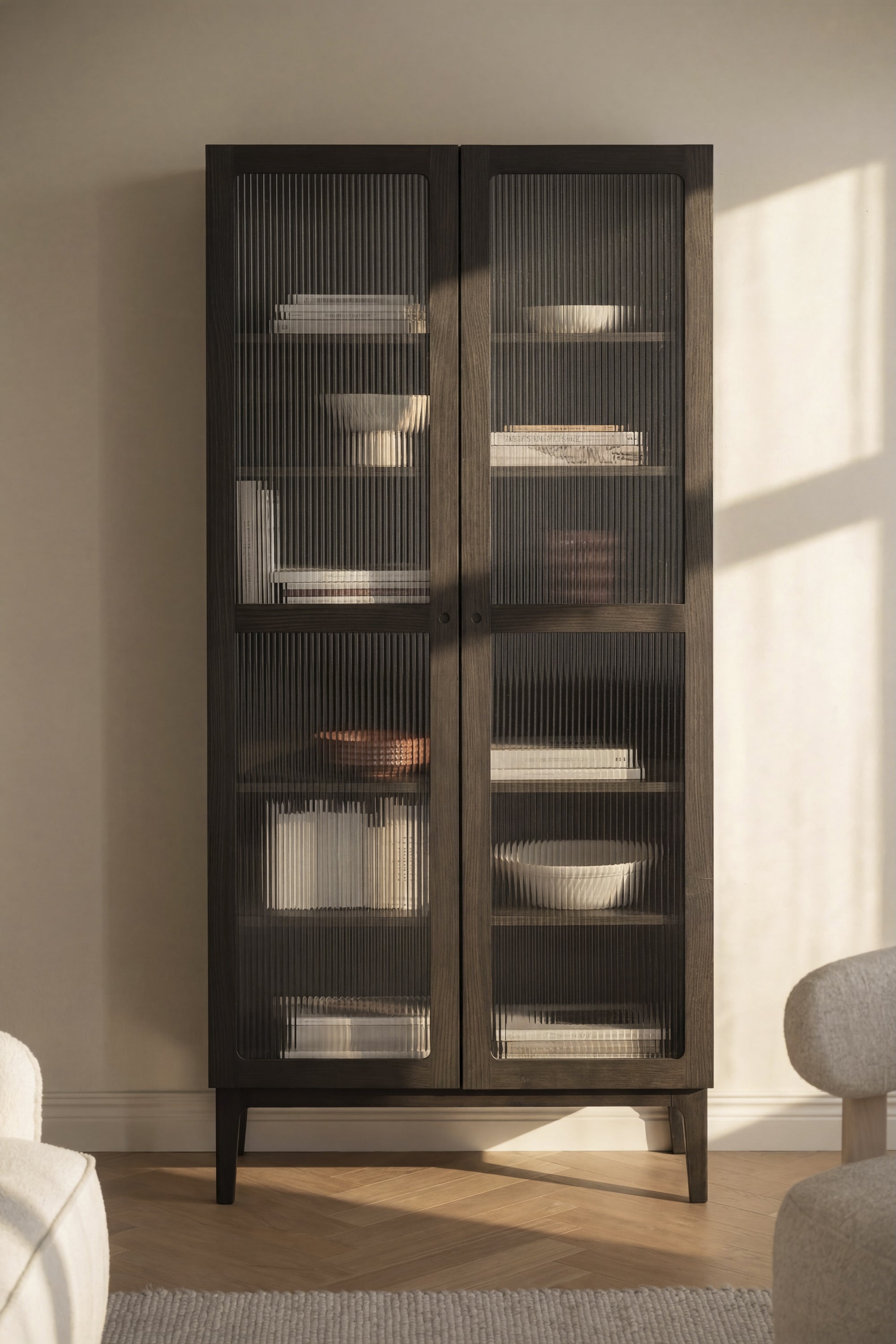 Vitrinenschrank H200cm, braun
