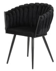 Polsterstuhl mit Armlehne, Samt schwarz