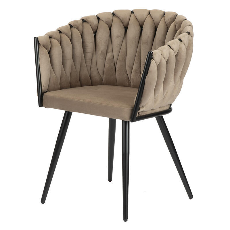 Polsterstuhl mit Armlehne, Samt sandfarben