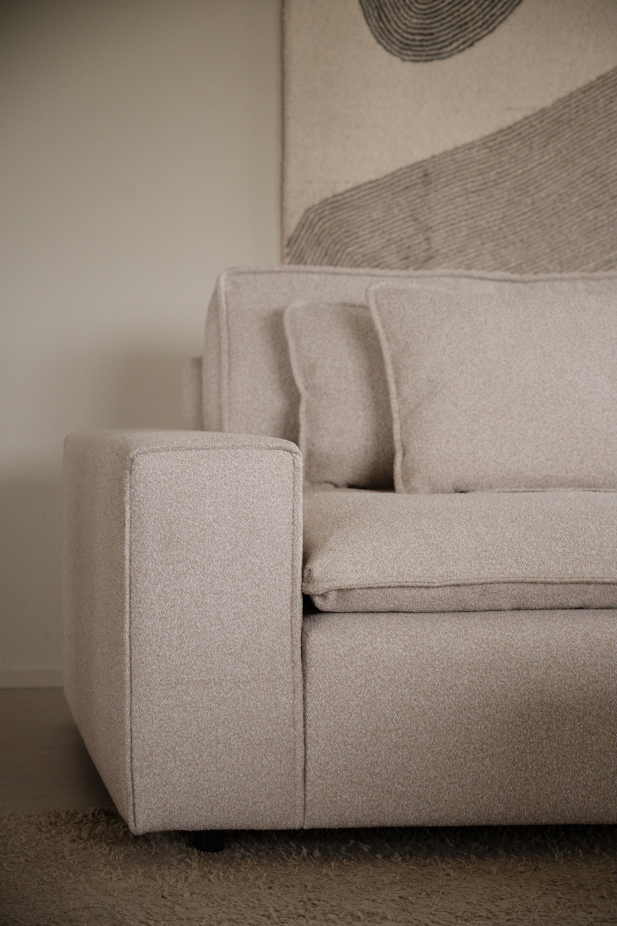 Lounge Sofa Boucle 3-Sitzer, hellbeige