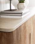Anrichte Scala Teak | Mikrozement, sandfarben