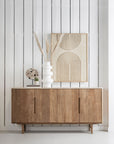 Anrichte Scala Teak | Mikrozement, sandfarben