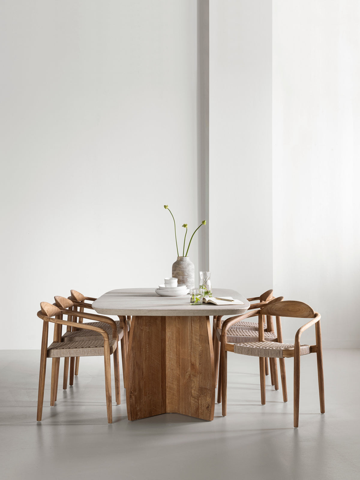Massivholztisch Teak Nova Travertin