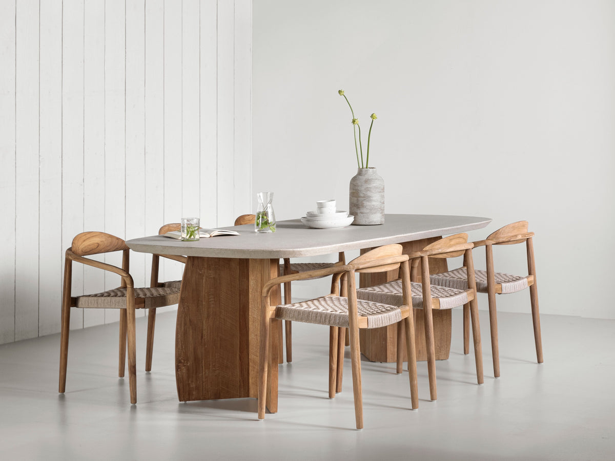 Massivholztisch Teak Nova Travertin