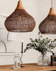 Hängelampe Rattan, braun