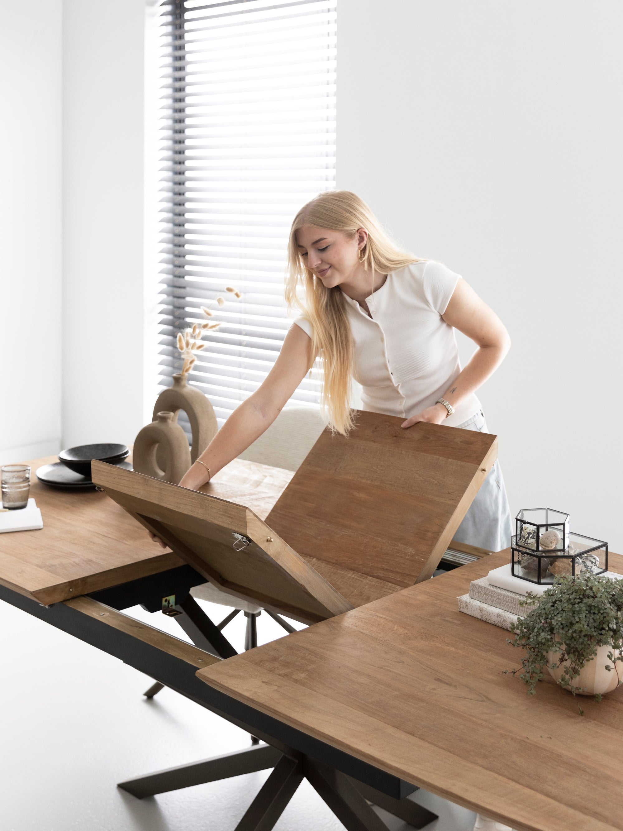 Massivholztisch Teak, ausziehbar