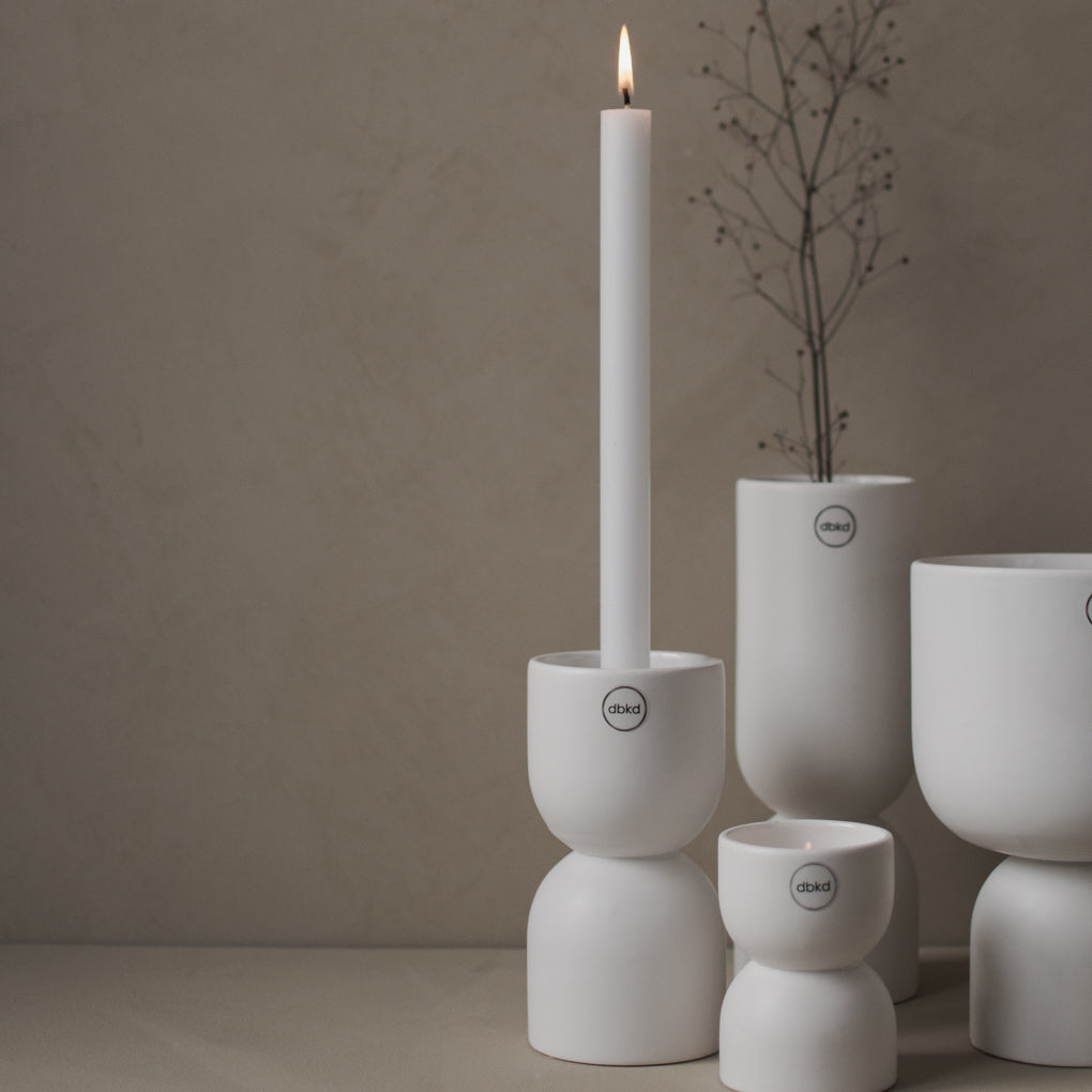 Keramik Kerzenständer Post, weiß – timbershome