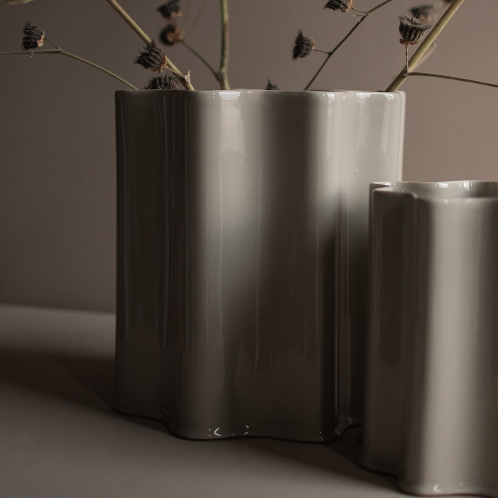 Keramikvase Shiny H28cm, beige