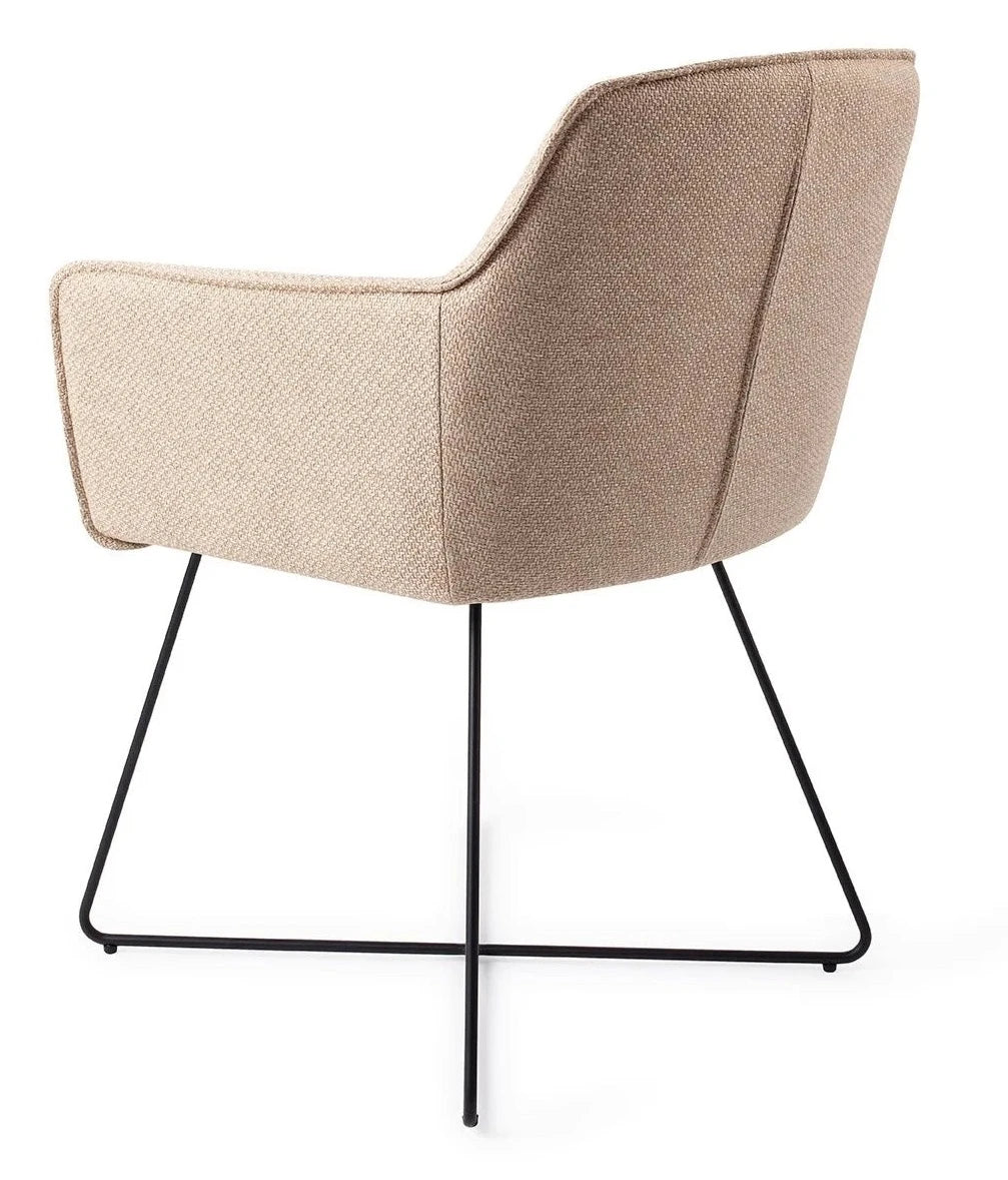 Polsterstuhl Crossgestell Schwarz, beige